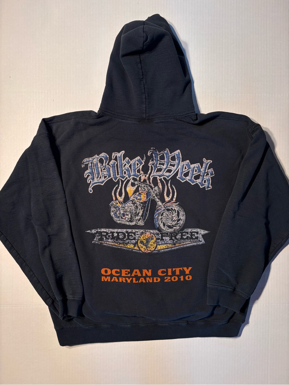 Vtg Ocean City Maryland Bike Week Ride Free Faded Choppers Pullover Hoodie Sz XL